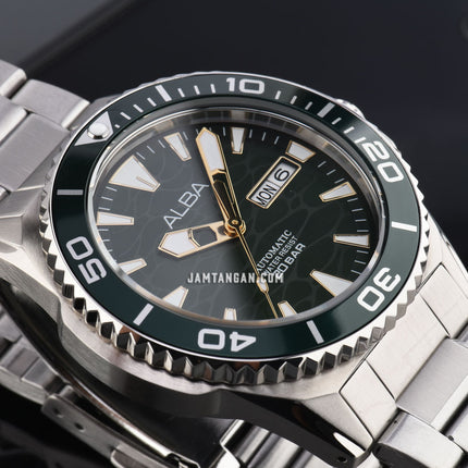 Alba Mechanical A3B015X1 Automatic Men Green Gradient Dial Stainless Steel Strap