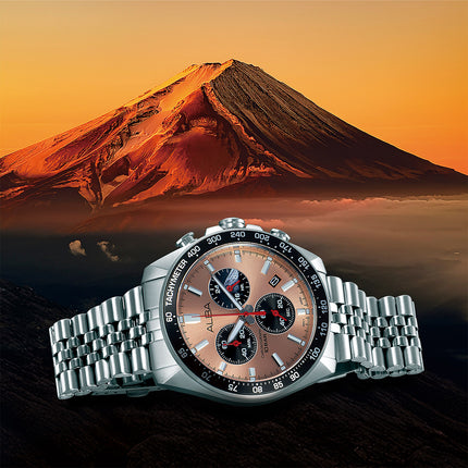 Alba Signa AX7023X1 Men Chronograph Copper Black Tone Dial Stainless Steel Strap