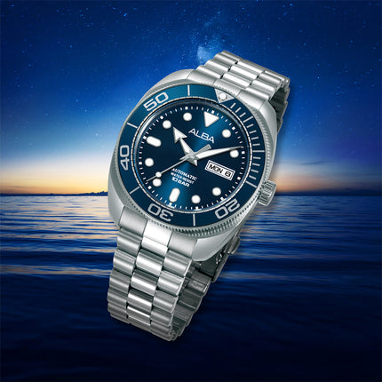 Alba Mechanical AL4823X1 Automatic Men Baby Turtle Blue Dial Stainless Steel Strap