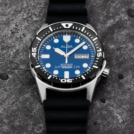 Alba Mechanical AL4379X1 Men Blue Dial Black Silicone Strap