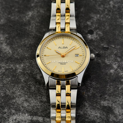 Alba Prestige AH7CE8X1 Ladies Light Champagne Dial Dual Tone Stainless Steel Strap