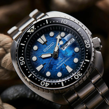 Seiko Prospex SRPE39K1 King Turtle Manta Ray Save The Ocean Stainless Steel Strap Special Edition