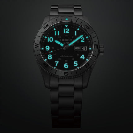 Seiko 5 Sports HDB006K1 Men Automatic Field in Camo Black Dial Stainless Steel Strap