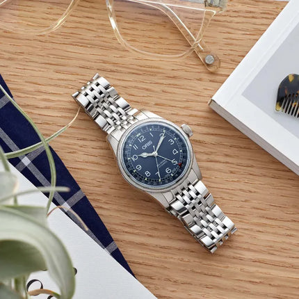 Oris Big Crown Pointer Date 01-754-7741-4065-07-8-20-22 Men Blue Dial Stainless Steel Strap