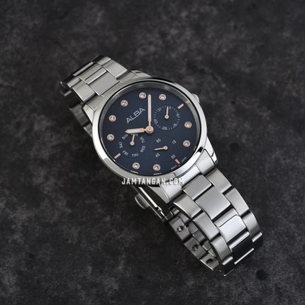 Alba AP6727X1 Ladies Multifunction Blue Dial Stainless Steel Strap