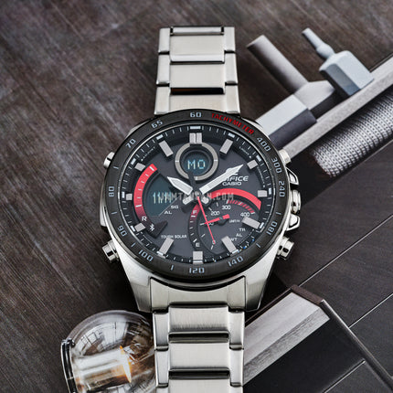 Casio Edifice ECB-900DB-1ADR Men Digital Analog Dial Stainless Steel Band