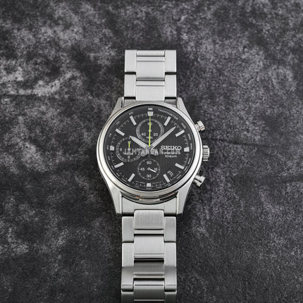 Seiko Chronograph SSB419P1 Black Dial Stainless Steel Strap