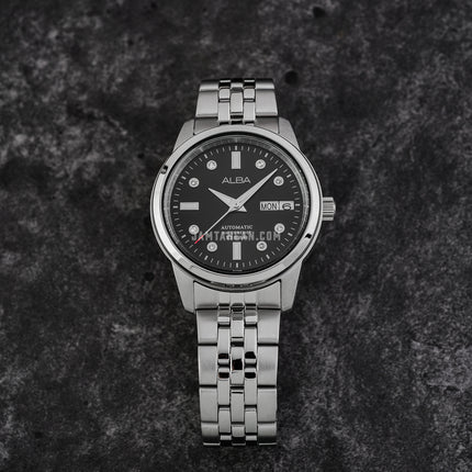 Alba AL4671X1 Ladies Automatic Black Dial Stainless Steel Strap