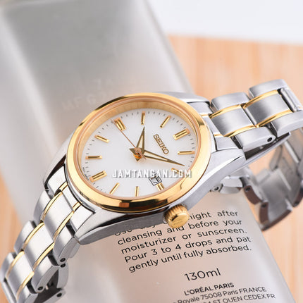 Seiko Classic SUR636P1 Ladies Mother Of Pearl Dial Dual Tone Stainless Steel Strap