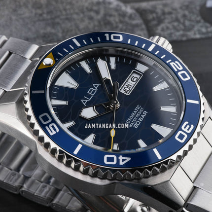 Alba Mechanical A3B021X1 Automatic Men Blue Pattern Dial Stainless Steel Strap