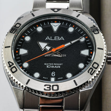 Alba Active AS9T15X1 Men Black Patterned Dial Stainless Steel Strap