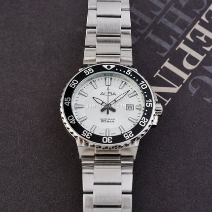 Alba Active AS9S89X1 Men Silver White Dial Stainless Steel Strap
