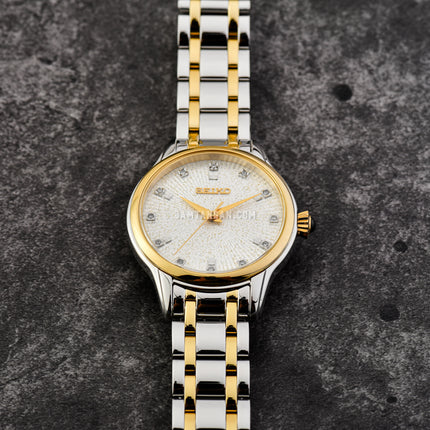 Seiko Ladies SRZ550P1 Cream Sparkle Effect Dial Dual Tone Stainless Steel Strap