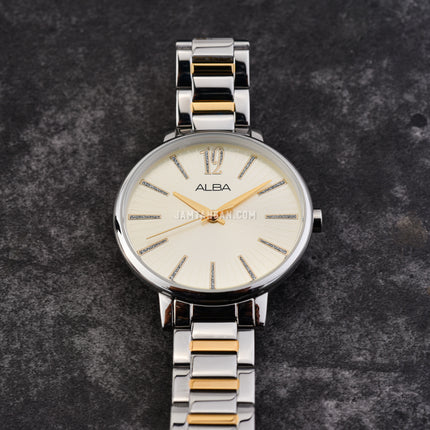 Alba Fashion AH8755X1 Ladies Light Champagne Dial Dual Tone Stainless Steel Strap