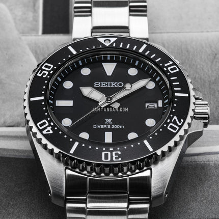 Seiko Prospex SNE597P1 Solar Diver Black Dial Stainless Steel Strap