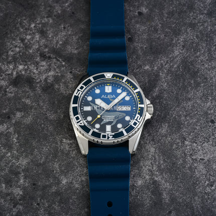 Alba Mechanical AL4621X1 Men Automatic Dual Tone Dial Blue Rubber Strap