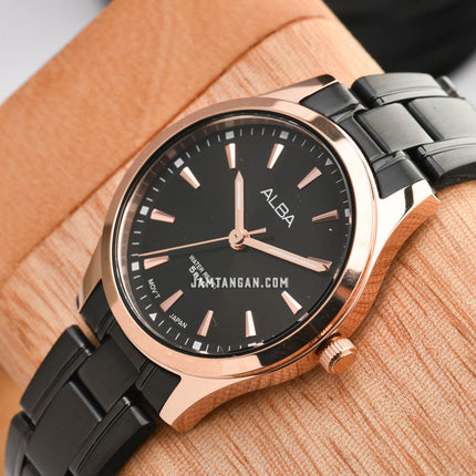 Alba Prestige ARX024X1 Ladies Black Dial Black Stainless Steel Strap