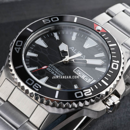 Alba Mechanical A3B019X1 Automatic Men Black Dial Stainless Steel Strap