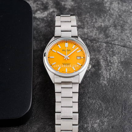 Alba Active AG8M41X1 Tangerine Gelato Series Yellow Patterned Dial Stainless Steel Strap
