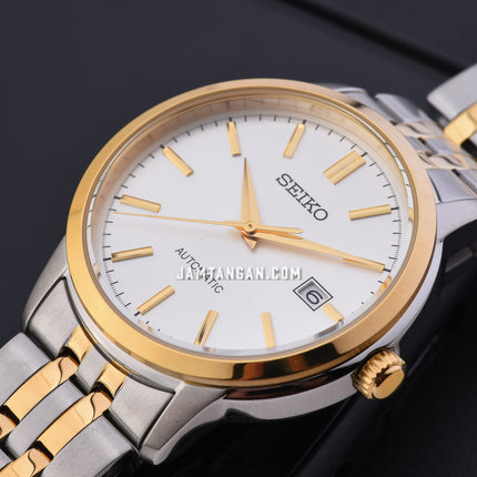 Seiko Classic SRPH92K1 Discover More Automatic Men Silver Dial Dual Tone Stainless Steel Strap