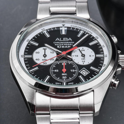 Alba Active AT3K31X1 Men Chronograph Black Dial Stainless Steel Strap