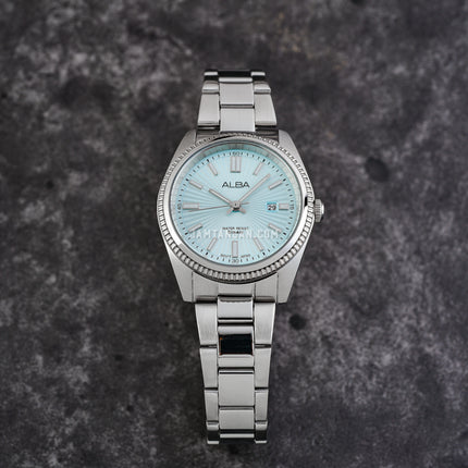 Alba Prestige AH7CL7X1 Ladies Light Blue Patterned Dial Stainless Steel Strap