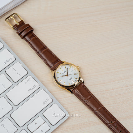 Alba AH7BP2X1 Ladies Silver Dial Brown Leather Strap