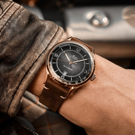 MIDO Multifort M040.407.36.060.00 Patrimony Automatic Black Dial Dark Brown Patina Leather Strap
