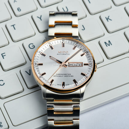 MIDO Commander II M021.431.22.031.00 Chronometer Automatic Silver Dial Dual Tone St. Steel Strap