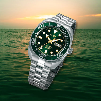 Alba Mechanical AL4817X1 Automatic Men Baby Turtle Green Dial Stainless Steel Strap