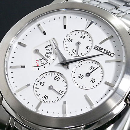 Seiko Classic SRL003P1 Retrograde White Dial Stainless Steel Strap