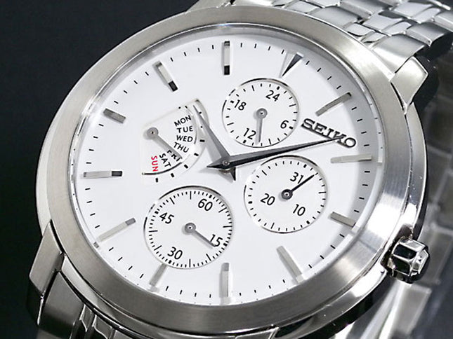 Seiko Classic SRL003P1 Retrograde White Dial Stainless Steel Strap