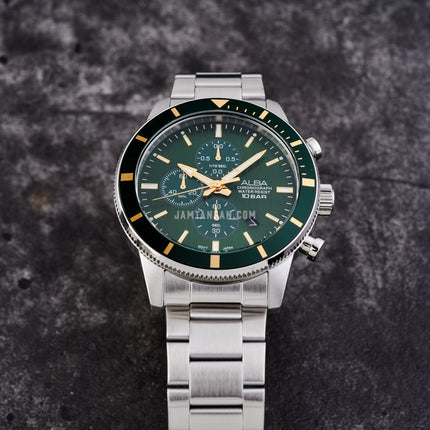 Alba Active AM3953X1 Chronograph Men Green Patterned Dial Stainless Steel Strap