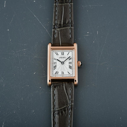 Seiko Classic SWR096P1 Tank Discover More Ladies White Dial Leather Strap