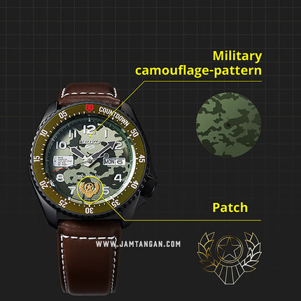 Seiko 5 Sports SRPF21K1 Street Fighter Guile Indestructible Fortress Leather Strap Limited Edition