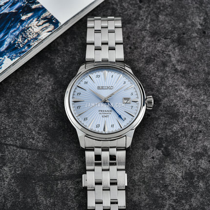Seiko Presage SSK037J1 Cocktail Time Skydiving GMT Light Blue Dial Stainless Steel Strap
