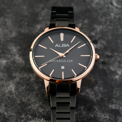 Alba Fashion AH7CC4X1 Ladies Black Dial Black Stainless Strap