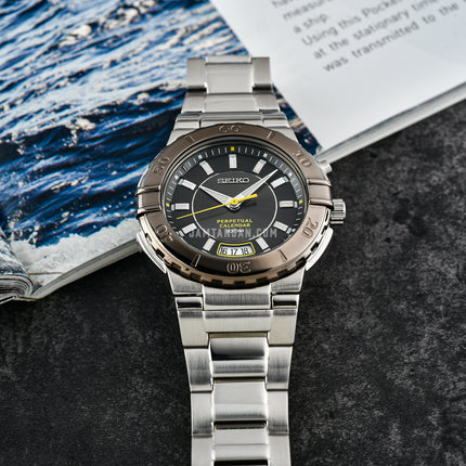 Seiko Criteria SNQ057P1 Perpetual Calendar Black Dial Stainless Steel Strap