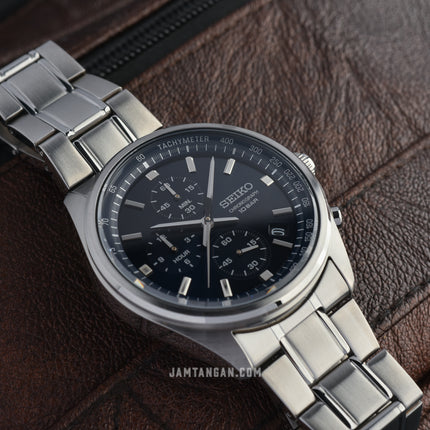 Seiko Chronograph SSB377P1 Dark Blue Dial Stainless Steel Strap