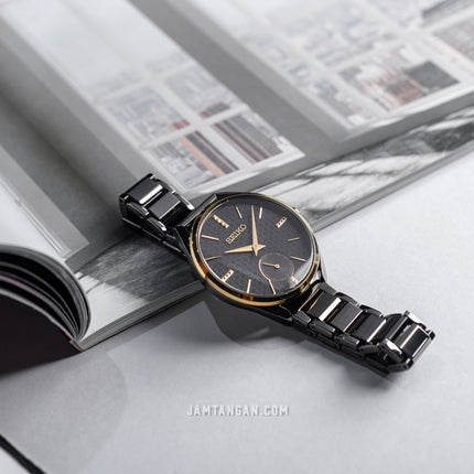 Seiko Ladies SRKZ49P1 Black Dial Black Stainless Steel Strap