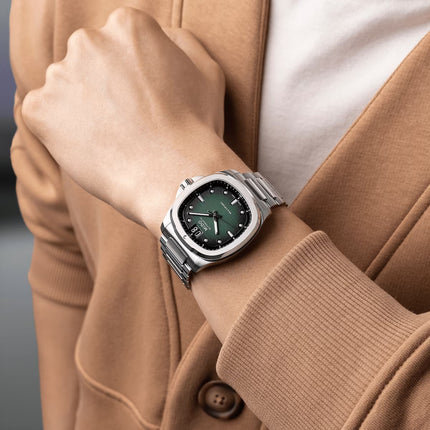 MIDO Multifort TV Big Date M049.526.11.091.00 Green Gradient Dial Stainless Steel Strap