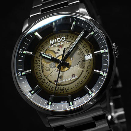 MIDO Commander II M021.407.33.411.00 Gradient Dial Black Stainless Steel Strap