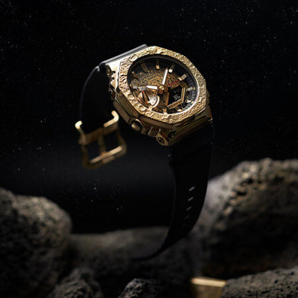Casio G-Shock GM-2100MG-1A Moon Gold Metal Covered Gold Analog Digital Dial Black Resin Strap