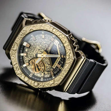 Casio G-Shock GM-2100MG-1A Moon Gold Metal Covered Gold Analog Digital Dial Black Resin Strap