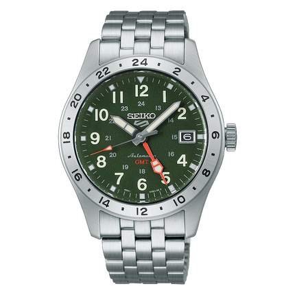 Seiko 5 Sport Field GMT HBD001K1 Green Dial Stainless Steel Band