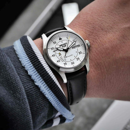 Seiko 5 Sports SRPK27K1 SKX Sense Style 55th Anniversary PEANUTS Leather Strap Limited Edition