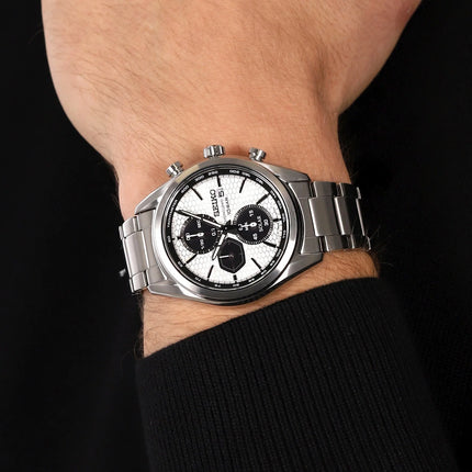 Seiko Chronograph SSC769P1 Solar Panda Dual Tone Dial Stainless Steel Strap