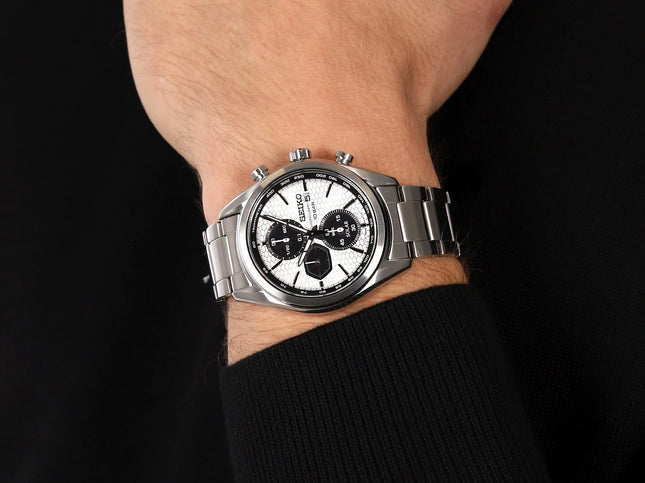 Seiko Chronograph SSC769P1 Solar Panda Dual Tone Dial Stainless Steel Strap