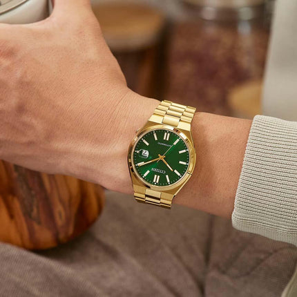 Citizen Mechanical NJ0152-51X Tsuyosa Automatic Men Green Dial Gold Stainless Steel Strap