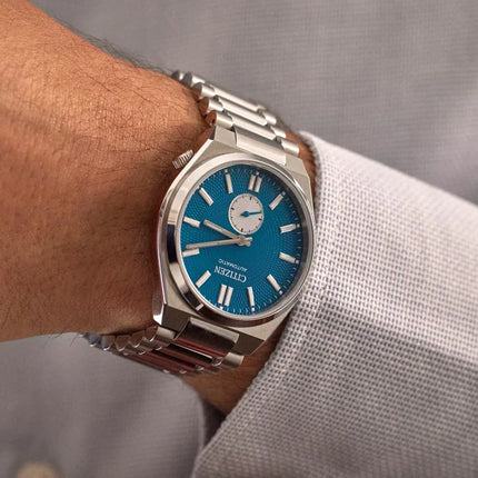 Citizen Mechanical NK5010-51L Tsuyosa Small Second Automatic Textured Blue Dial St Steel Strap